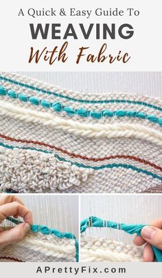 Weaving with fabric is an easy and affordable way to add texture and variation to any wall weaving. Learn how in this easy tutorial. #weaving #wovenwallhanging #diycrafts #fabriccrafts #tutorial