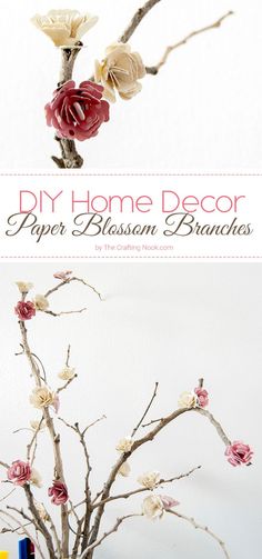 Need and idea for Mother's Day? Surprise her with this cute DIY Home Decor Paper Flowers Blossom Branches. Find here the full tutorial and make some yourself!