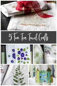 Learn about 5 different easy and affordable tea towel crafts that you can create with family and friends to keep or give away. #teatowelsdiy #diyprojects #teatowelcrafts #naturecrafts #floursacks