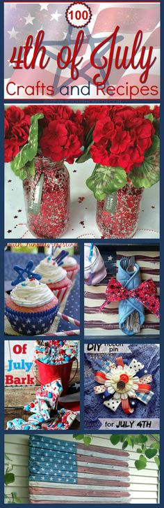 4th of July Red, White, and Blue Crafts and Recipes Roundup.  sewlicioushomedecor.com