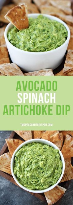 Avocado Spinach Artichoke Dip is the perfect dip for parties, potlucks, game day, and every day snacking. It is vegan, gluten-free, dairy-free, and SO delicious! Serve with pita chips, crackers, or cut up vegetables. Everyone loves this easy and healthy dip.