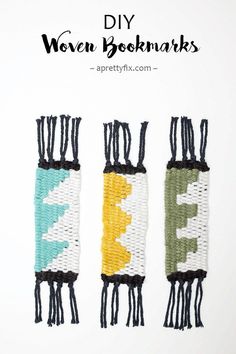 With some yarn, a cardboard loom, and needle, learn how to make these fun and vibrant DIY woven bookmarks in this step-by-step tutorial // aprettyfix.com