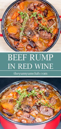 Look at this slow cooked braised beef rump in red wine. Melt in your mouth delicious. Great for a gathering. Serve with fresh vegetables or crusty dipping bread. Yum!  #braisedbeef #braisedbeefrump #braisedrumpsteak slowcookedbeef #beefinredwine #beefbourguignon #theyumyumclub #foodie #foodblogger #recipes
