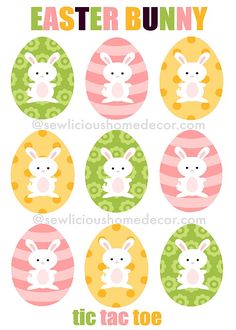 Eater Bunny Tic Tac Toe game. Free Printable. sewlicioushomedecor.com