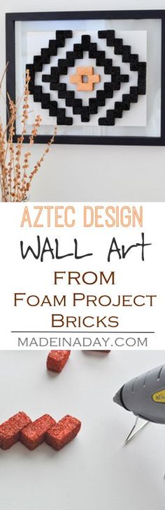 DIY Aztec Pattern Wall Art, Learn to make Aztec Pattern Wall Art using Foam Project Bricks and enjoy a free printable version to frame and display! Navajo pattern, foam