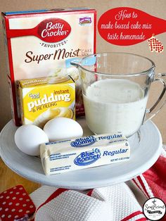 With a couple of substitutions you can make any boxed cake mix more moist and taste like it's homemade! sewlicioushomedecor.com