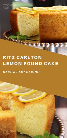 If you love lemons and you love pound cake, this 1920 Famous Ritz Carlton Lemon Pound Cake Recipe is calling your name! This dense, old-fashioned buttery lemon pound cake was a favorite at the Ritz Carlton Hotel in the 1920's and it's still popular today.  #food #recipes #easyrecipe #cheesecake #cake #cakerecipes #baking #desserts #dessertfoodrecipes #dessertrecipes #frosting #sweets #glutenfree #glutenfreerecipes