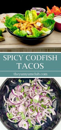 Spicy codfish tacos. How tasty do these sound? Fresh cod fish smothered in cumin and paprika wrapped in a tortilla with red onion, lime and coriander. Yum! | theyumyumclub.com  #food #recipes #recipe #cooking #eating #goodfood #cook #finedining #foodporn #foodie #nonnom #wfmdish #foodphotography #snack #yum #dinner #healthyfood #foodpics #food #yummy #delicious #homemade #foodgawker #buzzfeast #hungry #homecooking #foodyum