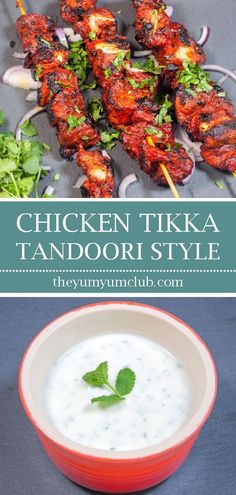 Aromatic tandoori chicken tikka style. Succulent chicken breast or thigh marinated in 11 herbs and spices. Served with fresh mint yogurt and naan bread. Yum!  #chickentikka #tandoorichicken #mintyogurt #mintyoghurt #indianfood #indianrecipes #barbecue #chickentikkakebab #tandoorichickentikka #tandooristyle