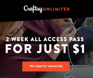 2 Weeks Of Craftsy Unlimited For Just $1 at Craftsy.com 4/18-4/24/18.