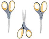 Westcott 8" Straight Titanium Bonded Scissors, Grey/Yellow (3 Scissors)