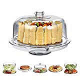 HBlife 6-in-1 Acrylic Cake Stand Multifunctional Serving Platter and Cake Plate With Dome (6-in-1 Cake Dome)