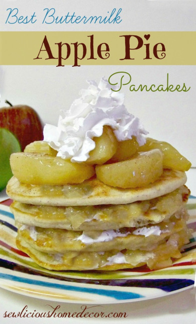 Best Buttermilk Apple Pie Pancakes with cinnamon and whip cream
