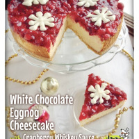 White Chocolate Eggnog Cheesecake with whisky sauce and white chocolate snowflake tutorial.