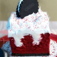 Red Velvet Cheesecake Poke Cake with Oreo Crust