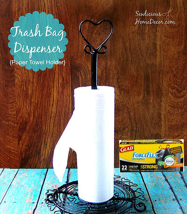 #Trash Bag Dispenser from a paper towel holder at sewlicioshomedecor