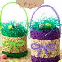 DIY Yarn Easter Baskets Craft Room Decor