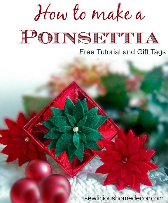 How to make a poinsettia flower with free gift tags from sewlicioushomedecor.com
