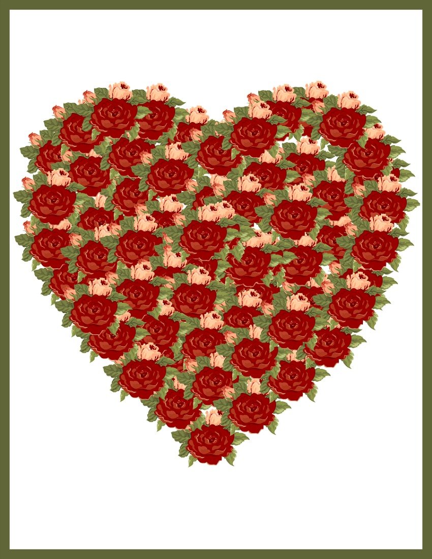Green Rose Valentine Heart at sewlicioushomedecor.com