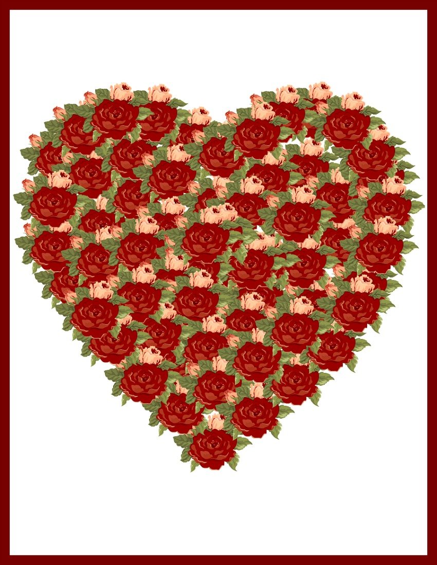 Red Rose Valentine Heart at sewlicioushomedecor.com