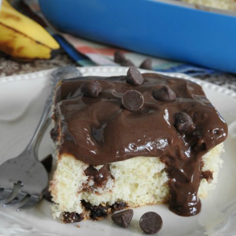 Banana Cake Chocolate Pudding Poke Cake